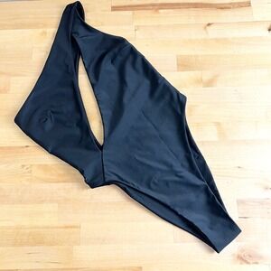 MBM Swim Serenity Black One Shoulder Cut Out One Piece Swimsuit Size XS High Cut